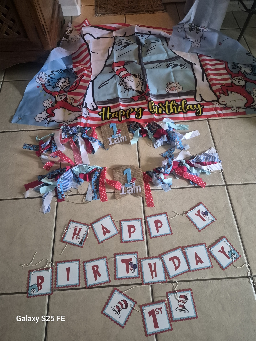 Dr. Seuss Red & Blue Cat in the Hat Birthday Banner and Backdrop Set